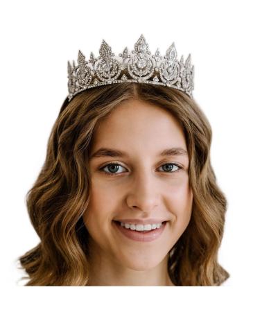 AW BRIDAL Crystal Tiaras and Crown for Women Wedding Tiara for Bride Crystal Queen Tiara for Birthday Crown Princess Crowns for Women Bridal Tiara for Wedding (Silver)