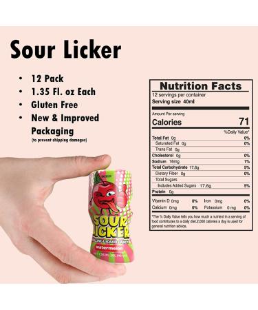 Slime Sour Lickers Candy 12 Pk - Gluten Free, Assorted Flavors - Watermelon, Green Apple, Cherry, Strawberry - Liquid Bulk Treat for Parties, Birthdays, Halloween - 1.35 Oz Each - Buy Online on GoSupps.com