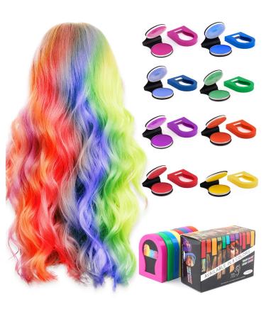 Hair Chalks for Girls 8 Pcs Washable Hair Chalk Dye for Kids Portable Non-Sticky Temporary Bright Hair Dye Hair Spray Color for Kids Women Gifts for Halloween Christmas Birthday Party Cosplay