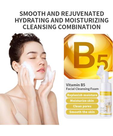  Crsetmyth Vitamin B5 Cleansing Foam 150ml Cleansing Foam for Clear and Bright Skin Facial Cleansing with Silicone Blackhead Cleansing Brush Face - Buy Online on GoSupps.com