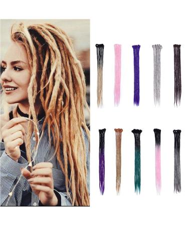 Silk-co 24 inch Dreadlocks Extension Handmade Dread Locks Ombre Synthetic Crochet Braiding Hair Extensions for Man Women Twist Braid Black-Dark Grey