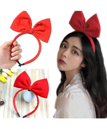 Bow Hairband Cute Girl Red Big Bow Hairband Handmade Fabric bow Hairband Used For Valentine's Day Birthday Party Hair accessories Ladies Role-Playing Headband - Buy Online on GoSupps.com