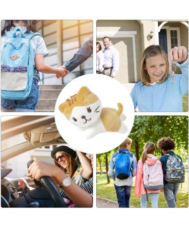 Soft Plush Mini Cat Key Pendant | Cuddly Toy Keychain - Cartoon Anime Doll Figure - Light Yellow & Coffee - Buy Online on GoSupps.com