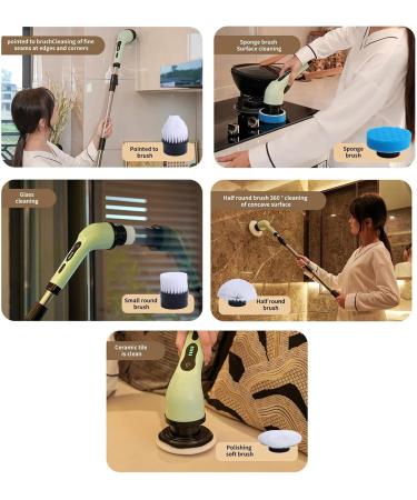 Electric Spinning Scrubber Power Shower Scrubber 2000mAh Waterproof Shower Scrubber with Long Adjustable Handle & Triple Brush Heads Electric Cleaning Brush for Tub Tile Floor Sink and Window Multifunctional Cleaning Brush (With 3 Green Heads) - Buy Online on GoSupps.com