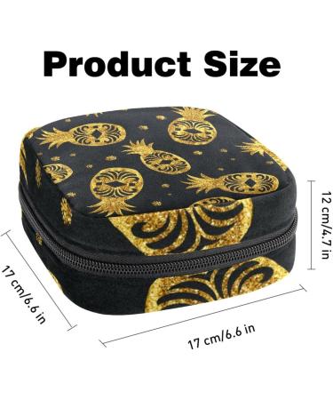 Golden Glittering Ananas Menstruation Pad Bag with Zipper Stylish Tampon & Napkin Bags for Women & Girls - International Shipping Available - Buy Online on GoSupps.com