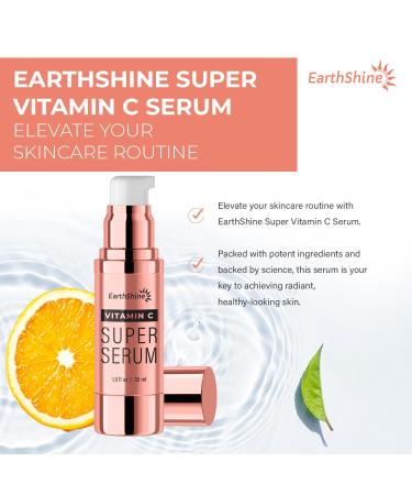 EarthShine Super C Serum for Women Over 70 | Hydrating Vitamin C Serum for Mature Skin - Firm Lift & Smooth Wrinkles - 1.0 Fl Oz - Buy Online on GoSupps.com