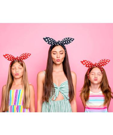 2 Pack Red Blue Polka Dot Headbands - Christmas Bandana Hair Accessories for Women and Men - Buy Online on GoSupps.com
