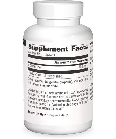 Source Naturals L-Glutamine 500 mg - 100 Capsules | Immune Support & Muscle Recovery - Buy Online on GoSupps.com