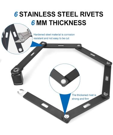 High-Security Folding Palace Bicycle Lock - Hardened Steel 6 Joints Includes 2 Keys & Key Ring - Perfect for Bikes & MTBs Black - Buy Online on GoSupps.com