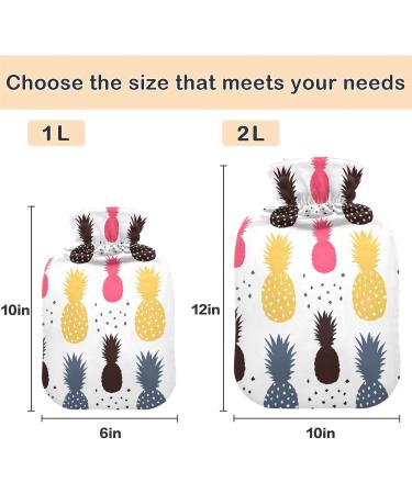 Naanle Cartoon Pineapple Water Bottle - 1L Hot Water Bottle for Bed Hand/Foot Heat Pain Relief & Cold Therapy Ideal for Home & Travel - Buy Online on GoSupps.com