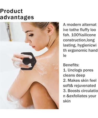 Silicone Exfoliating Body Scrubber with Storage Hooks - No-Slip Handle - Bath Accessories - Black - Buy Online on GoSupps.com