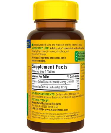 Vitamin D3 2000 IU Tablets - 100 Count for Strong Bones | Bone Health Supplement - Buy Online on GoSupps.com