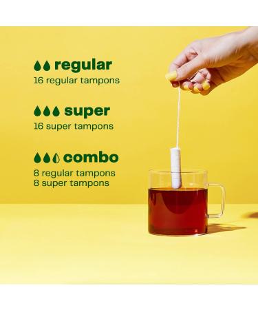 Viv For Your V Tampons - Organic Cotton with BPA-Free Applicator - 16 Count Regular & Super Absorbency Combo Pack - Buy Online on GoSupps.com