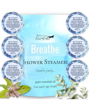 Breathe Shower Steamers 6 Pack 100% Essential Oils