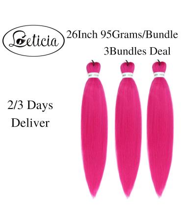 Dark Pink Pre-Stretched Braiding Hair 26 Inch (Pack of 3) | Easy-to-Use & Pre-Feathered - Buy Online on GoSupps.com