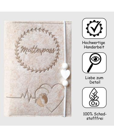 Pundus Premium Beige Mutterpass Cover - Stylish Organizer for Pregnancy Documents & Ultrasound Photos | Perfect Gift for Moms-to-Be - Buy Online on GoSupps.com