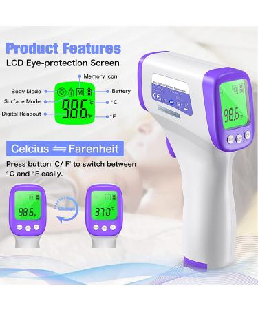 Thermometer for adults Digital Thermometer infrared Forehead thermometer Baby Thermometers with Fever Alarm LCD Screen Accurate Reading and Memory Function non Contact Temperature Thermometer - Buy Online on GoSupps.com