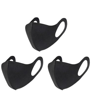 LAPCOS Breathable Face Mask Washable & Reusable Protective Cloth Mask for Women and Men (Black, Adult) Black 3 Count (Pack of 1)