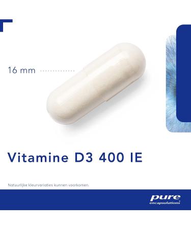 Pure Encapsulations Vitamin - D3 400 IE - Essential for Botmetabolism Immuunsysteem het Calciummetabolism and Werking van de Spieren - 60 Capsules - Buy Online on GoSupps.com