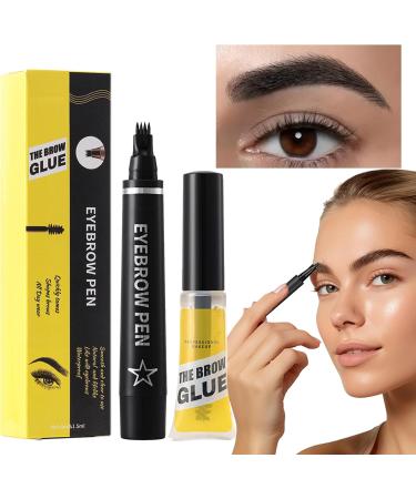  Dubbulon Eyebrow pencil eyebrow pencils for women long-lasting waterproof eyebrow pencil | 4-prong liquid eyebrow pencil with eyebrow gel natural-looking eyebrow pencils for - Buy Online on GoSupps.com
