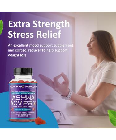 Ashwa ACV Pro Health Gummies - Sugar Free Apple Cider Vinegar & Ashwagandha for Stress Relief | Advanced Keto ACV Supplement with Vitamin D - 1g Carbs Per Gummy - Buy Online on GoSupps.com
