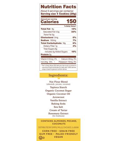 Simple Mills Crunchy Almond Flour Toasted Pecan Cookies - Pack of 6 | 5.5 Oz - Gluten-Free & Delicious - Buy Online on GoSupps.com