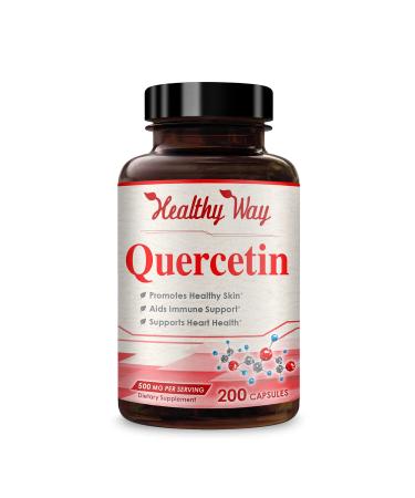 Healthy Way Pure Quercetin 500mg Supplement - 200 Capsules - Quercetin Dihydrate to Support Cardiovascular Health