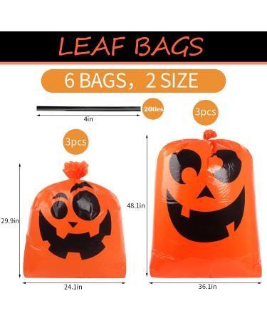 DYIASY Halloween Pumpkin Leaf Lawn Bags - 6 Large Plastic Yard Waste Bags for Fall & Halloween Decor - Buy Online on GoSupps.com