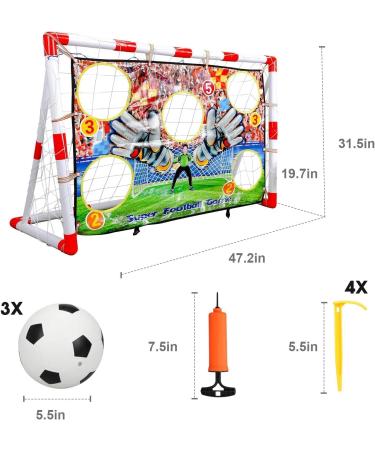 TOY Life Kids Soccer Goal Net Set - 47'' x 32'' Football Target Net with 3 Balls and Pump - Ideal for Backyard Play - Buy Online on GoSupps.com