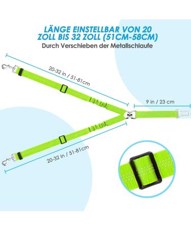 Slowton 2-in-1 Dog Car Seat Belt | Tangled-Free Durable Elastic & Adjustable Reflective Harness for Medium Dogs - Lime - Buy Online on GoSupps.com