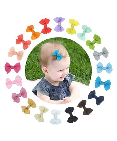 Multicolored Hair Clips Bow Small Hair Bows Hair Bows Multicolored Hair Clips Hair Accessory Grosgrain Ribbon Baby Hair Clips Girls Small Hair Bows Clips Alligator Clip Barrettes(20 Pieces)