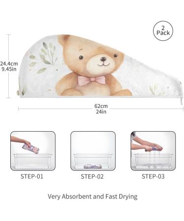 Buy Bear Plants Hair Towel 2 Pack - Super Absorbent Quick Dry Hair Turbans for Women & Girls - Ideal Hair Drying Solution - Buy Online on GoSupps.com