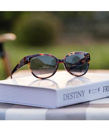 Eyeguard Bifocal Reading Glasses for Women - UV400 Outdoor Protection with Brown Tortoise Frame & Turquoise Metal Accents - 2.0x Magnification - Buy Online on GoSupps.com