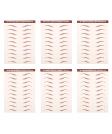 VALICLUD 6 Feuilles d'Autocollants pour Sourcils Effet Poil Poil Imperm ables Transfert d'Eau Autocollants de Maquillage pour Visage Kit de Faux Sourcils Marron Usage Quotidien et