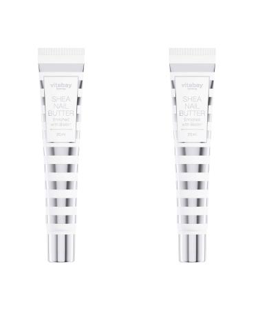 VITABAY Shea Nail Butter 2x 20 ml - Shea butter with biotin/vitamin B7 - nail cream for tavern - nail cream against brittle nails for hand and foot care protects against dry skin and cracks 2 x shea nail butter