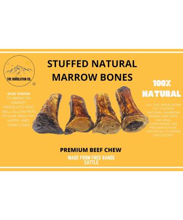 Natural Stuffed Marrow Bones - *(Pack of 5-6 INCH)* - Marrow Bones for Dogs - (Beef/Sweet Potato/Bacon and Cheese OR PB Stuffed) - Dog CHEW Treat - 100% Natural - (5 Pack - Peanut Butter) - Buy Online on GoSupps.com
