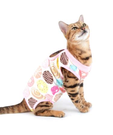 Selmai Medical Pet Shirt Cat Body For Dogs After Op Dog Castration Soft Cotton E-collar Alternative for Pets Nursing Wound Protection Prevent Licking Skin Diseases Rosa L L Donut