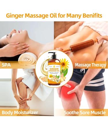 Ginger Oil Massage Therapy - Lymphatic Drainage & Sore Muscle Relief | Natural Ginger Body Oil with Arnica - Warming Soothing Gua Sha Massage Oil - Buy Online on GoSupps.com