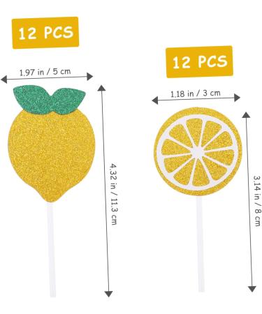 Abaodam 72 Pcs Lemon Cake Toppers Birthday Toppers for Cakes Birthday Cupcake Topper Summer Decor Summer Ornaments Birthday Cake Toppers Gold Decorations Gold Trim Baby Paper Cup Props - Buy Online on GoSupps.com
