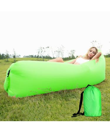 DERJLY Inflatable Lounger,Inflatable Couch with Side Pockets and Matching Bag,75x27x20 inch Waterproof Anti-Leak and Portable,Inflatable Chair for Traveling Camping,Beach Parties,Music Festivals Green