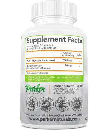 Parker Naturals Wild Lettuce Extract & California Poppy Seed Supplement 2 Way Premium Strength Herbal Supplement for Healthy Sleep & Relief Support 120 Capsules - Buy Online on GoSupps.com