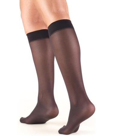 Truform Sheer Compression Stockings | 8-15 mmHg Knee High 20 Denier Black - Women's Medium (Pack of 5) | International Shipping Available - Buy Online on GoSupps.com