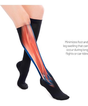 Opaque Compression Stockings for Women | Travel Knee High Support Socks for Flying & Running - X-Large - Buy Online on GoSupps.com