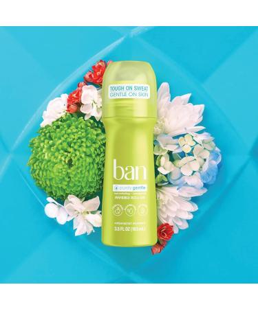 Ban Roll-On Antiperspirant Deodorant for Women and Men Purely Gentle for Sensitive Skin Unscented No White Residue Non-Irritating 24 Hour Odor and Wetness Protection 3.5 oz (Pack of 2) Ban Purely Gentle Roll-On Deodorant 3.5oz (Pack of 2) - Buy Online on GoSupps.com
