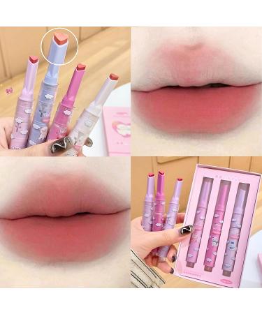 3 Colors Cute Love Lipstick Set - Heart Shape Velvet Matte Waterproof & Long Lasting Lip Clay for Girls | Non-Stick Cup Pack of 3 - Buy Online on GoSupps.com