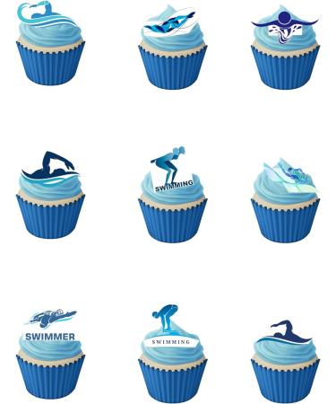 27 Stand Up Swimming Swimmer Themed Edible Wafer Paper Cake Toppers Decorations - Buy Online on GoSupps.com