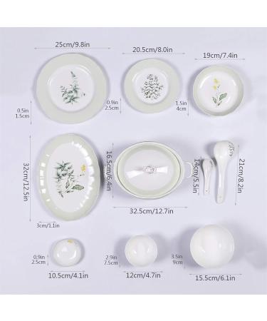 Dinner Plates 30 Pieces of Household Porcelain Dinnerware Set Creative Lotus Shaped Plates and Bowls Sets Elegant Pastoral Style Dishes Set Service for 6 Plates Kitchenware - Buy Online on GoSupps.com