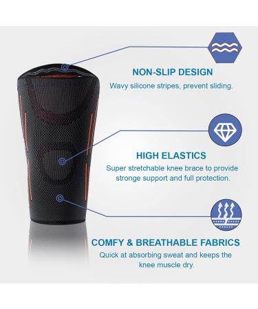 Dualo Kniebandage - Orthopedic Knee Support for Men & Women | Anti-Slip Breathable Knee Brace for Sports & Strength Training | 1 Pair - Buy Online on GoSupps.com