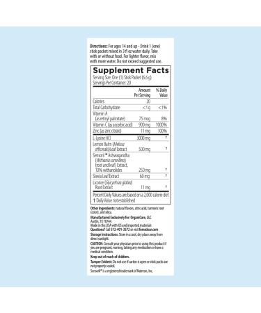 FemiClear HerpEase Drink Mix | L-Lysine 3000mg Zinc 11mg Vitamins A & C Ashwagandha | International Shipping Available - Buy Online on GoSupps.com