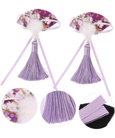 minkissy 3 Pairs Scalloped Tassel Hair Clip Toddler Hairpin Japanese-style Fabric Purple - Buy Online on GoSupps.com